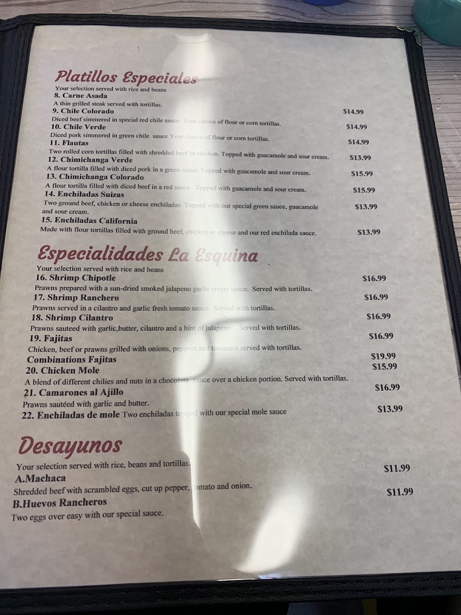 Menu La Esquina Mexican Food-2